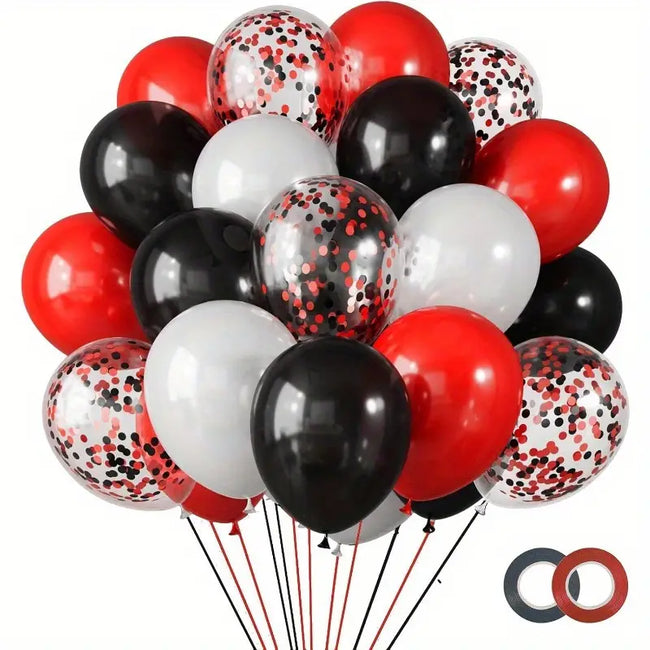 18-Piece Black, Red & White Confetti Balloon Set (MB119)