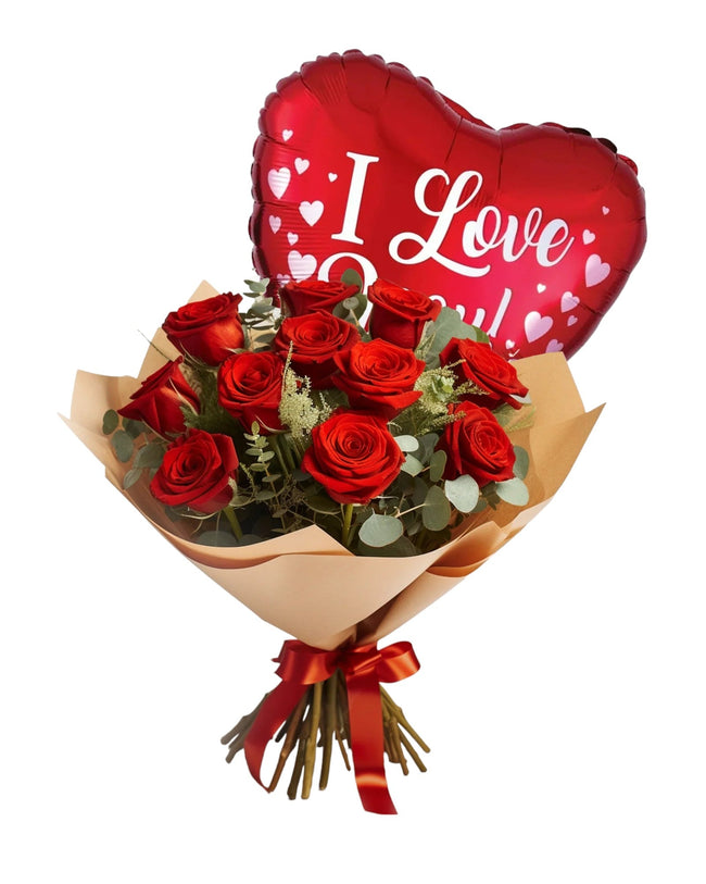 Red Roses with "I Love You" Balloon (MB86)