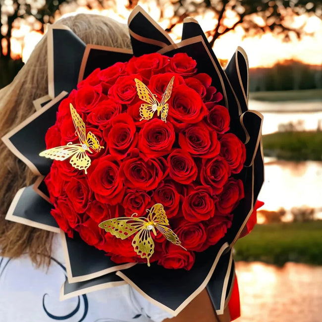 24 Red Roses Bouquet with Butterfly Charm (MB105)