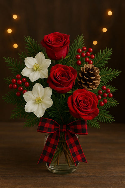 Holiday Rose & Lily Charm Vase