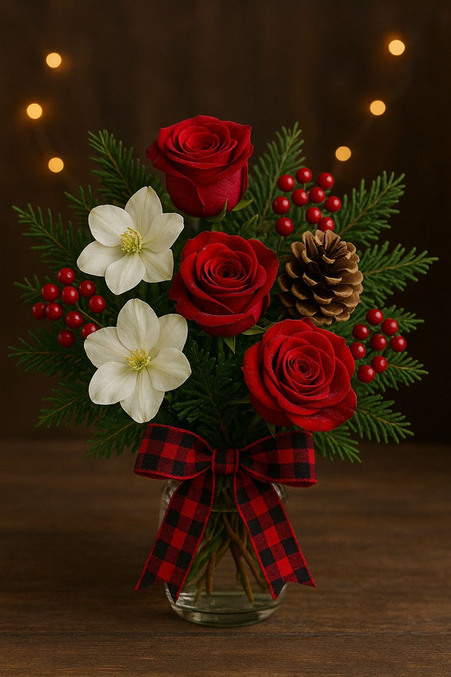Holiday Rose & Lily Charm Vase