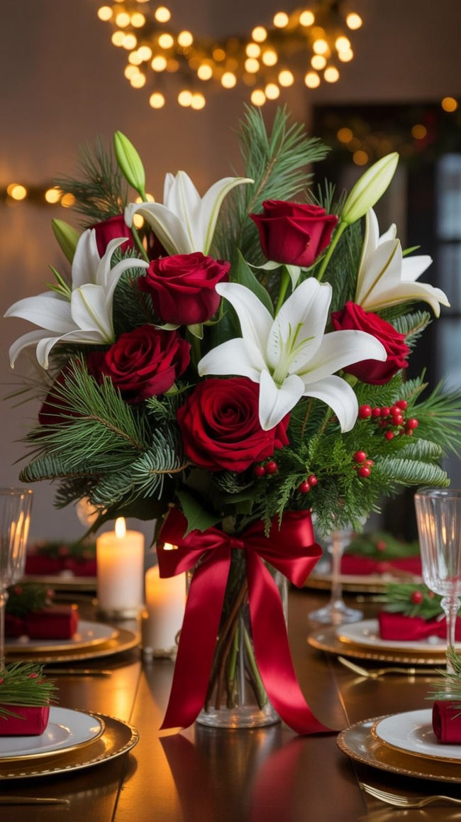 Christmas Classic Rose & Lily Display