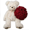 Two Dozen  Fresh Red Roses with Teddy Bear (MB103)