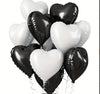 Elegant Black and White Heart Balloons Bouquet (MB2)