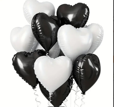 Elegant Black and White Heart Balloons Bouquet (MB2)