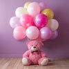 Pink Teddy Bear with Mixed Color  Balloons Bouquet" (MB107)